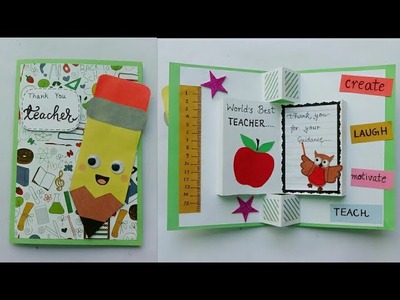 Thank You Card for Teacher.Teacher's Day Card Making.Teacher's Day Pop Up Card Idea