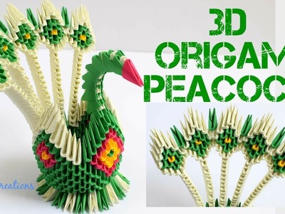 3D Origami Peacock. How to make 5 Feather 3D Origami Peacock