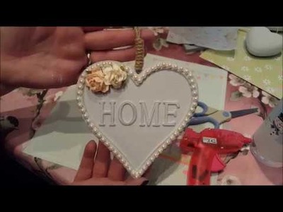 Altered Poundworld Plus hanging Heart - Shabby chic style