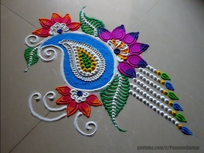Beautiful free hand rangoli design | Rangoli by Poonam Borkar