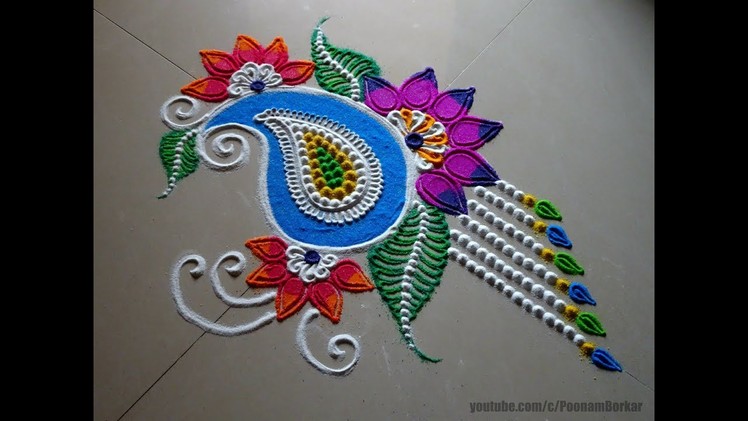 Beautiful free hand rangoli design | Rangoli by Poonam Borkar