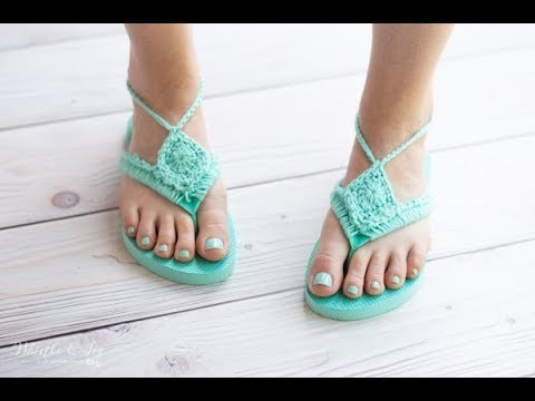 CROCHET TUTORIAL: Boho Sandals from Foam Flip-Flops - Perfect For BEGINNERS