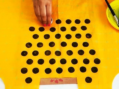 Designer Polka Dots Kurti using Home made Stamps | Easy Free Hand Painted Techniques