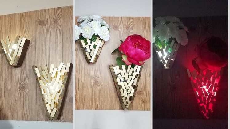 Diy 3D Wooden Wall Vases & Lighting! Simple and Inexpensive Wall Decorating Idea!