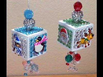 DIY~Adorable Dollar Tree Alphabet Block Ornaments! Collab W Craftie!