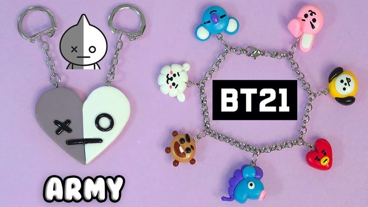 ????????DIY: BFF Keychain of Van (Army) and BT21 Bracelet (BTS) K-POP ????????