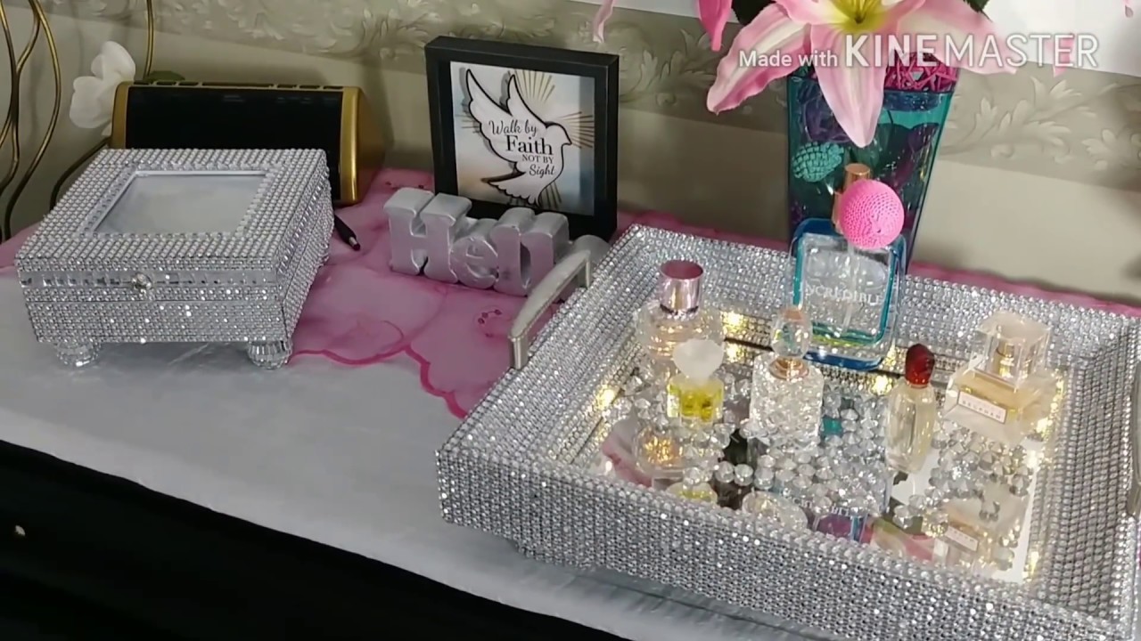 DIY. DOLLAR TREE ITEMS. GLAM. JEWELRY BOX. MIRORR. ROOM DECOR