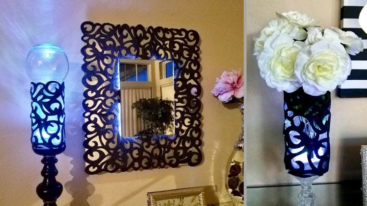 Diy Patterned Wall Mirror and Lighting| 5 Minutes Quick and Easy Craft!