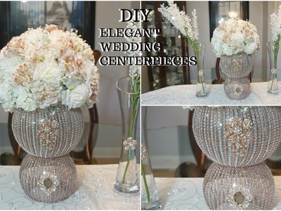 DIY ROSE GOLD GLAM WEDDING CENTERPIECE FT. TOTALLY DAZZLED BLING NEW GEMS