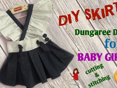 DIY Skirt dungaree Dress for BaBy girl. cutting and stitching full tutorial. by simple cutting