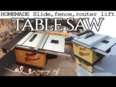 DIY slide tablesaw, router lift, fence