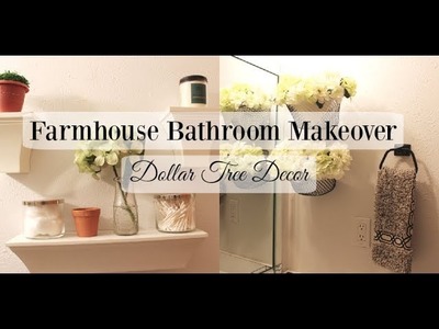 FARMHOUSE BATHROOM MAKEOVER! | DOLLAR TREE DECOR | COLLAB
