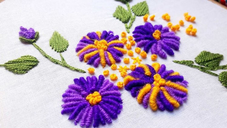 Hand embroidery designs | Bullion knot stitch by cherry blossom.