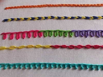 Hand embroidery.Hand embroidery stitches.Different types of chain stitches for beginners.Part-12