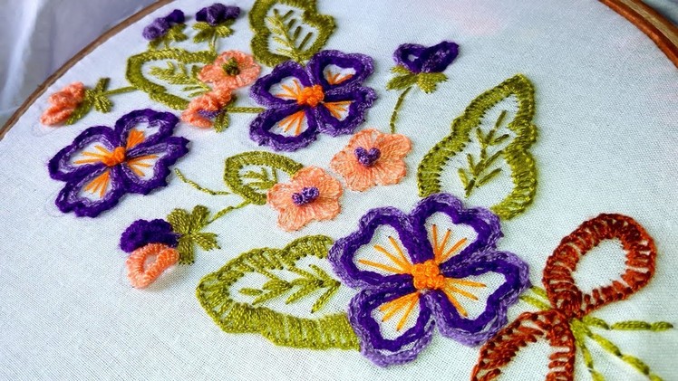 Hand Embroidery | Kashmiri.Kashida Embroidery with Chain Stitch flower design.