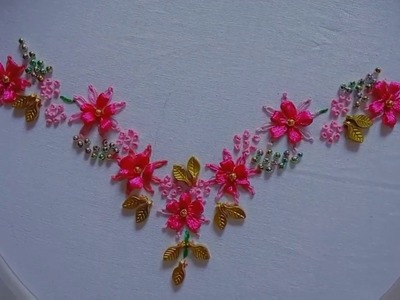 Hand embroidery. Neckline embroidery design.