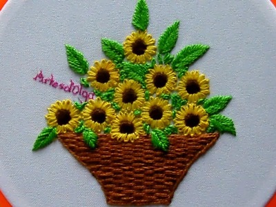 Hand Embroidery: Sunflower Basket | Bordados a mano: Cesta de Girasoles | Artesd'Olga