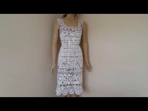 How to crochet a lace summer dress - Two colors