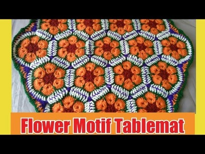 How to crochet flower motif tablemat #  Thalposh # in marathi # English subtitles