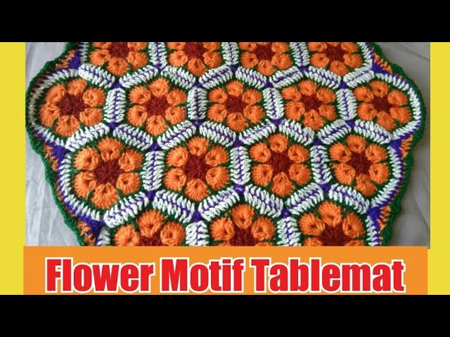 How to crochet flower motif tablemat #  Thalposh # in marathi # English subtitles