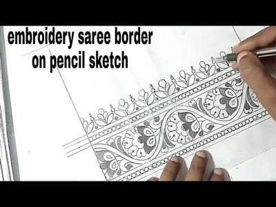 How to draw saree border design, pencil sketch.