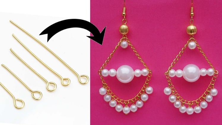 How To Make Simple And Beautiful Pearl Earrings At Home | DIY | Pearls Jewelry Making | uppunutihome