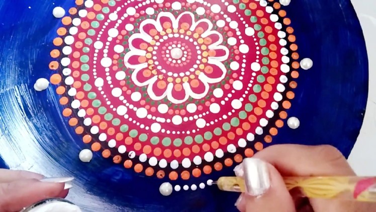 How to recycle old plate into decorative plate with mandala dot art