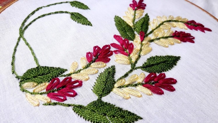 Lazy daisy stitch for beautiful flower design | Hand embroidery designs by Nakshi Katha