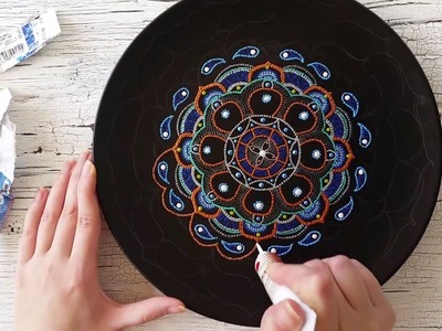 Mandala Painting - Harmony of East decorative plate by LekaArt