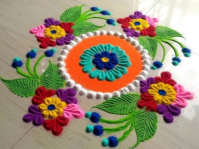 Rangoli designs with BEAUTIFUL & AWESOME flowers,rangoli design for Diwali FESTIVAL'S by jyoti
