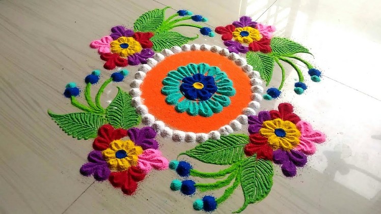 Rangoli designs with BEAUTIFUL & AWESOME flowers,rangoli design for Diwali FESTIVAL'S by jyoti