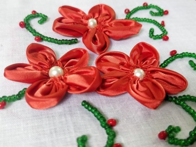 Satin Fabric Flowers (Hand Embroidery Work)
