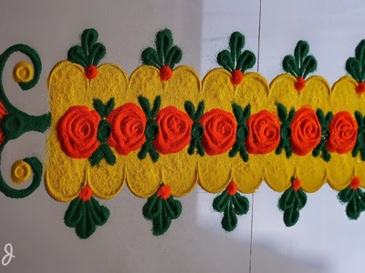 Super Easy and Creative Border Rangoli Designs# Flower Rangoli