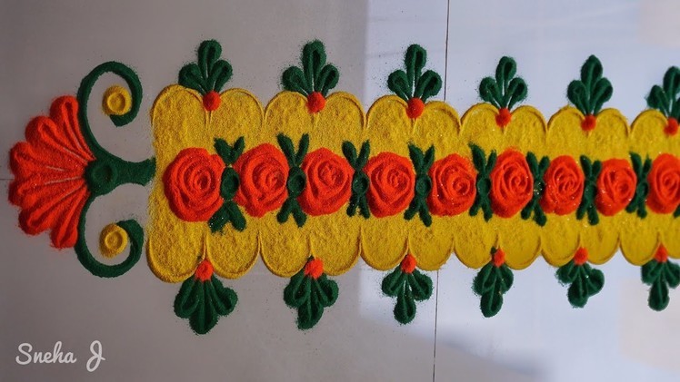 Super Easy and Creative Border Rangoli Designs# Flower Rangoli