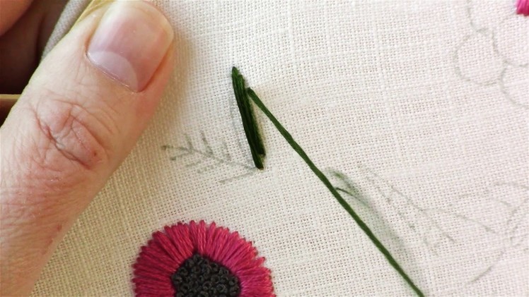 Unicorn Embroidery Pattern, Video 9 - Satin Stitch Leaves