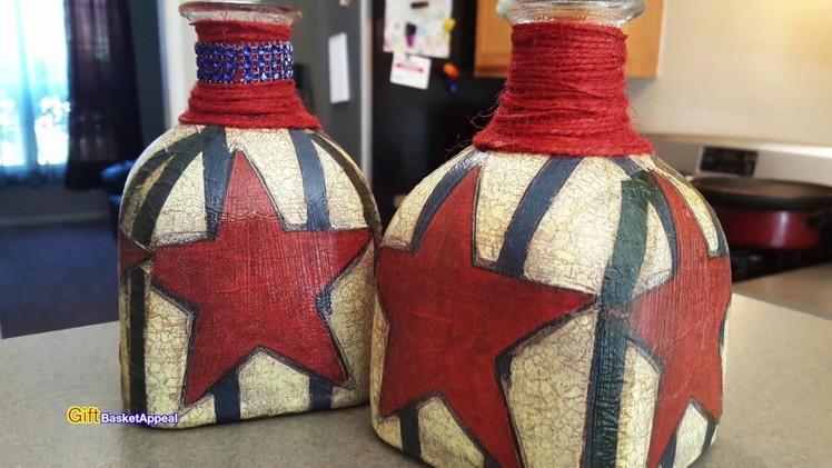 UPCYCLED BOTTLE with NAPKINS | 4th of JULY