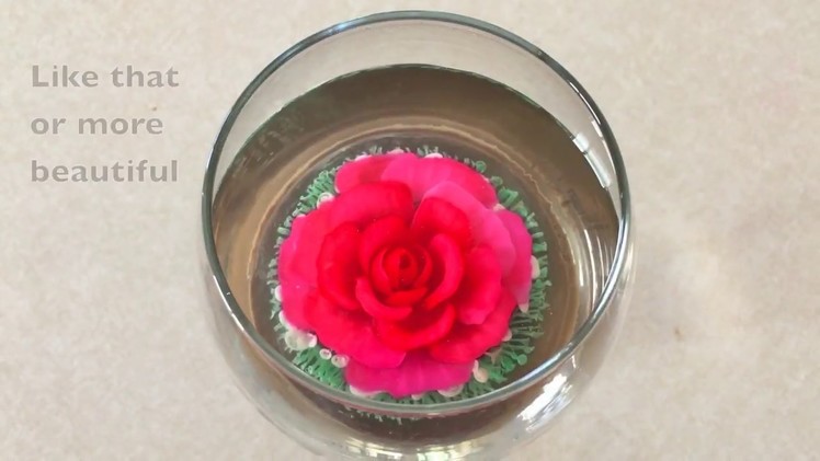 3D GELATIN ROSE AND BUTTERFLY IN A WINE GLASS