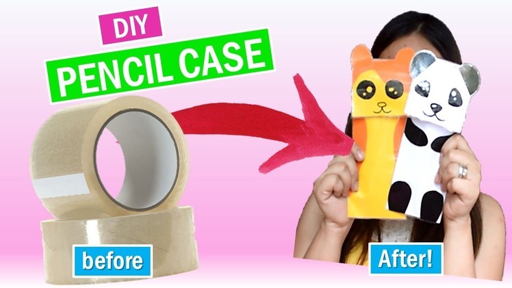 EASY DIY PENCIL CASE USING CLEAR TAPE! || BACK TO SCHOOL DIYs SERIES