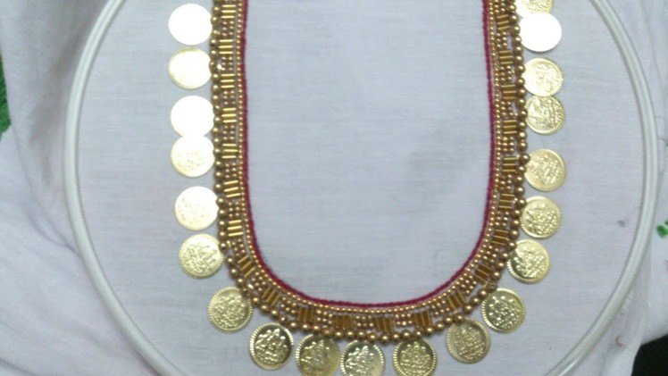 Hand embroidery. Aari style hand embroidery. Neckline embroidery . necklace embroidery.