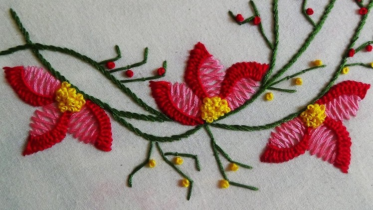 Hand Embroidery: Boat Neckline Embroidery