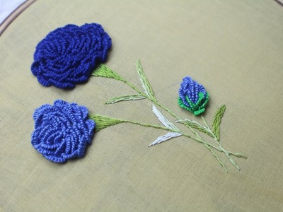 Hand embroidery designs | Cast on stitch for rose making