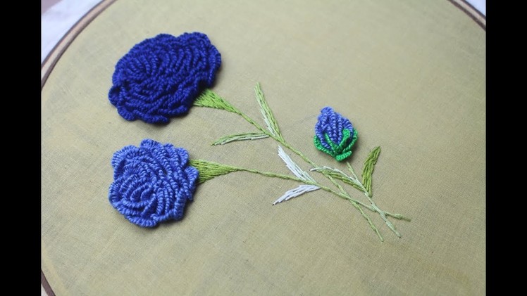 Hand embroidery designs | Cast on stitch for rose making