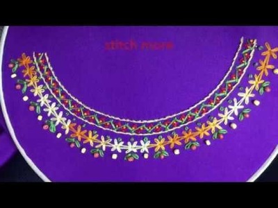 Hand embroidery easy stitch Neckline embroidery designs