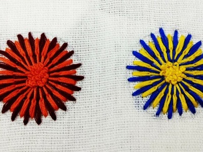 Hand Embroidery : Long and Short Chain Stitch Flower | Handwork | Needlepoint