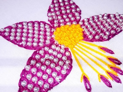 Hand Embroidery Trellis Stitch  Kurti Neck. Dress design design tutorial|pearl embroidery