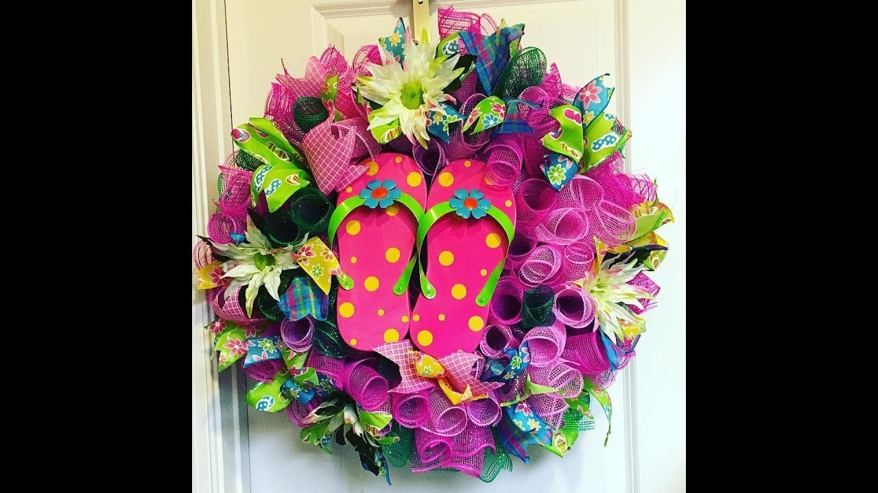 How to make a curly flip flop wreath Live Part 1
