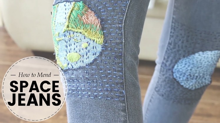 How to mend SPACE JEANS by HAND EMBROIDERY| Last Minute Laura