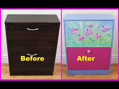 How to paint a shoes cabinet - refurbished shoes storage cabinet - DIY - Do It Yourself