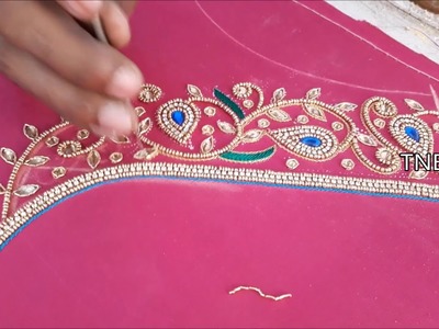 Latest blouse designs for pattu sarees | hand embroidery tutorial,simple maggam work blouse designs