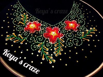 Neckline hand embroidery with karchupi work (with regular needle) | 2018